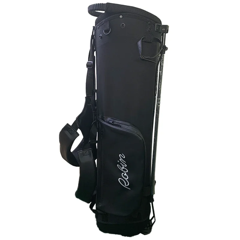 Hot Sale Custom Logo 4 Ways Stand Golf Bag For Men Black PU Leather Portable Embroidery Carry Bag