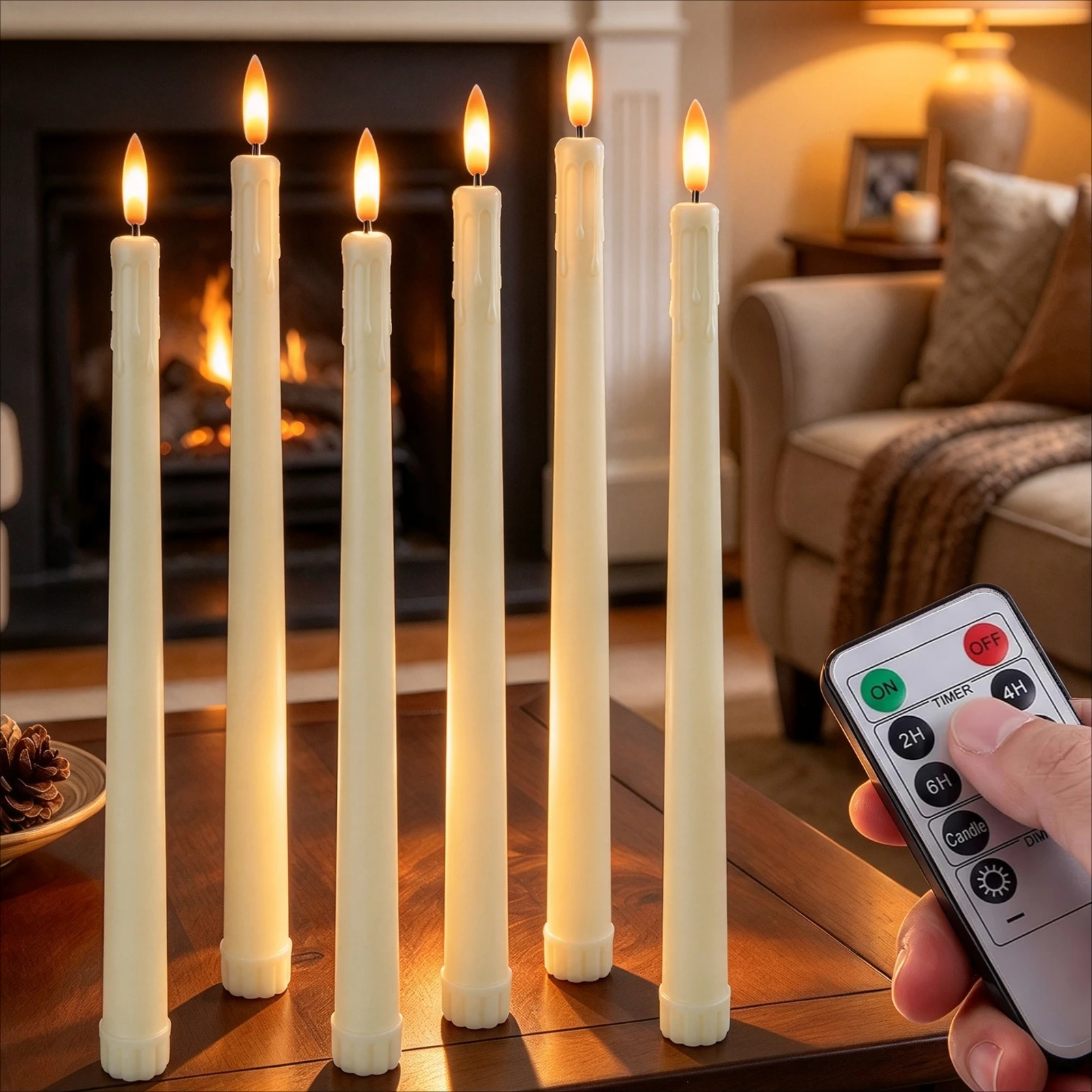Flickering LED Taper Candle Flameless With Remote Control Fake Electric Candlesticks Warm White Light For Christmas Home Wedding