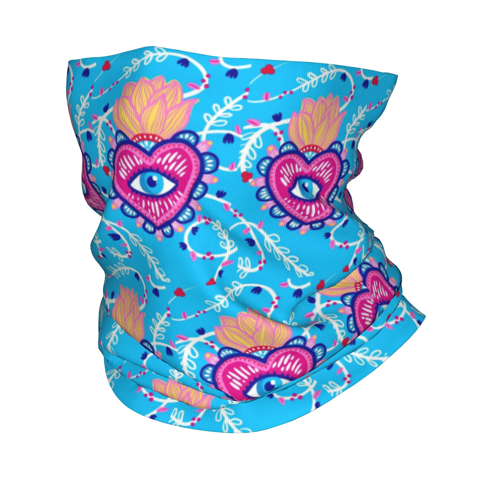 Pañuelo retro con diseño de corazón mexicano, pañuelo mágico estampado para el cuello, pañuelo multiusos para ciclismo, deportes al aire libre para hombres y mujeres