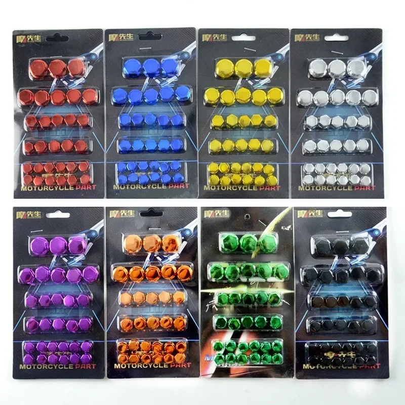 30pcs Motorcycle Screw Decoration Cover Plating Cap for Car Motor Scooters Electric Colored Nut Cover Motorcycle Accessories