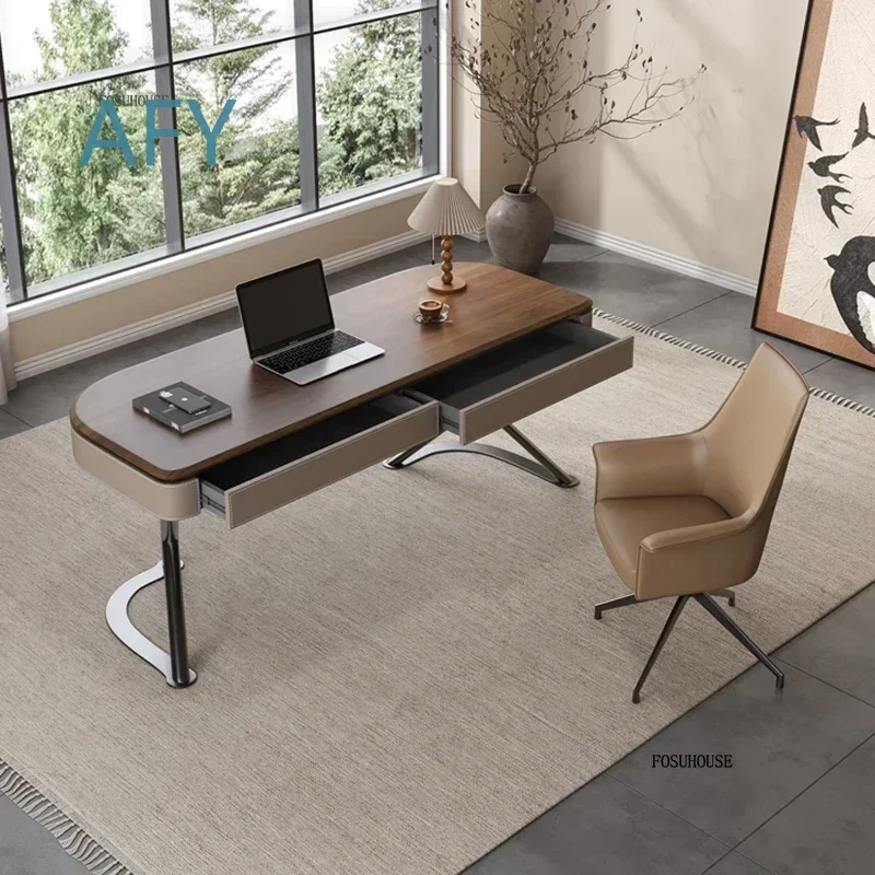High-end Painted Large Office Desk Modern Solid Wood Manager Desk for Company Boss for Office Furniture Simple Executive