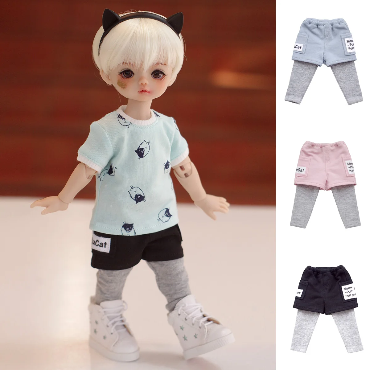 BJD Pants Doll Clothes Bottom Pants Shorts Sports Leisure Fake Two-pieces Pants For 1/6 BJD YOSD Doll Accessories