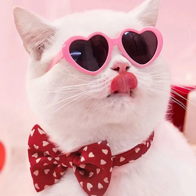 Gafas de sol con forma de corazón para perros y gatos, lentes de sol con lazos para mascotas, decoración para el pelo de mascotas, accesorios para