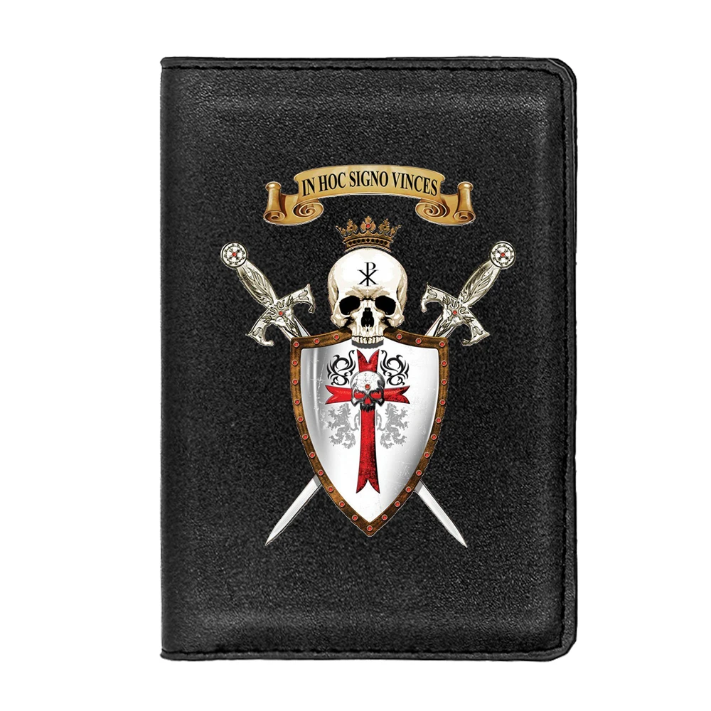 Capa de passaporte de couro para homens e mulheres Slim ID Card Holder Carteira de bolso Bolsa de dinheiro Bolsa de viagem Classic Warhammer 40K Banner Design