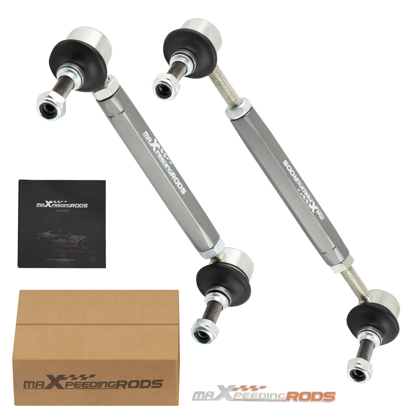 Front Adjustable Sway Bar End Links Universal 180-230mm M10 stud w/12MM Washer 10mm Bolt with 12mm Spacer Washer