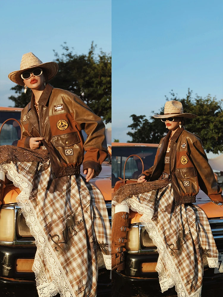 TIYIHAILEY-Women's Long Maxi Irregular Skirt Elastic Waist Plaid Printed Fashion 2026 New Ladies Patchwork Spring Autumn