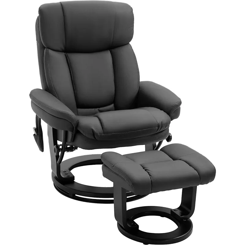 

PU Leather Massage Recliner Chair with Ottoman 10 Point Vibration Swiveling Armchair