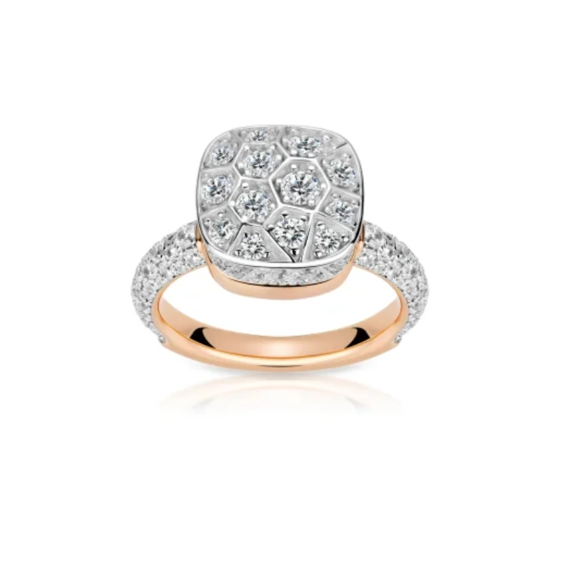 Bellux 925 Silver Synthetic Zircon Champagne Gold Plated Ring White Full Diamond Starry Sky Fashion Versatile Rings