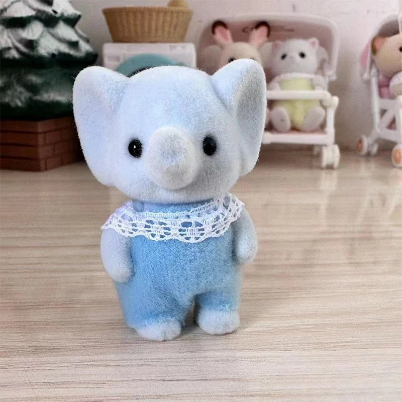 Forest Family Animal Figure Elephant Sheep Flocking Shaggy Figurine Model Toy For Kid Birthday Party Gift