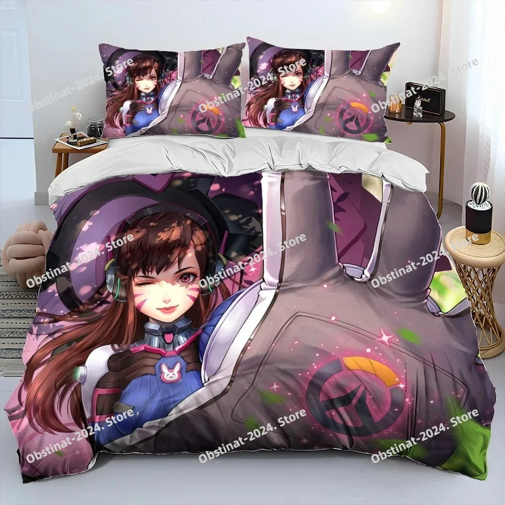 

3D OW Overwatch Game Gamer DVA Bedding Set Printed Bed Set Duvet Cover Sheet Pillowcase Soft Quilt Cover Full Queen King Size