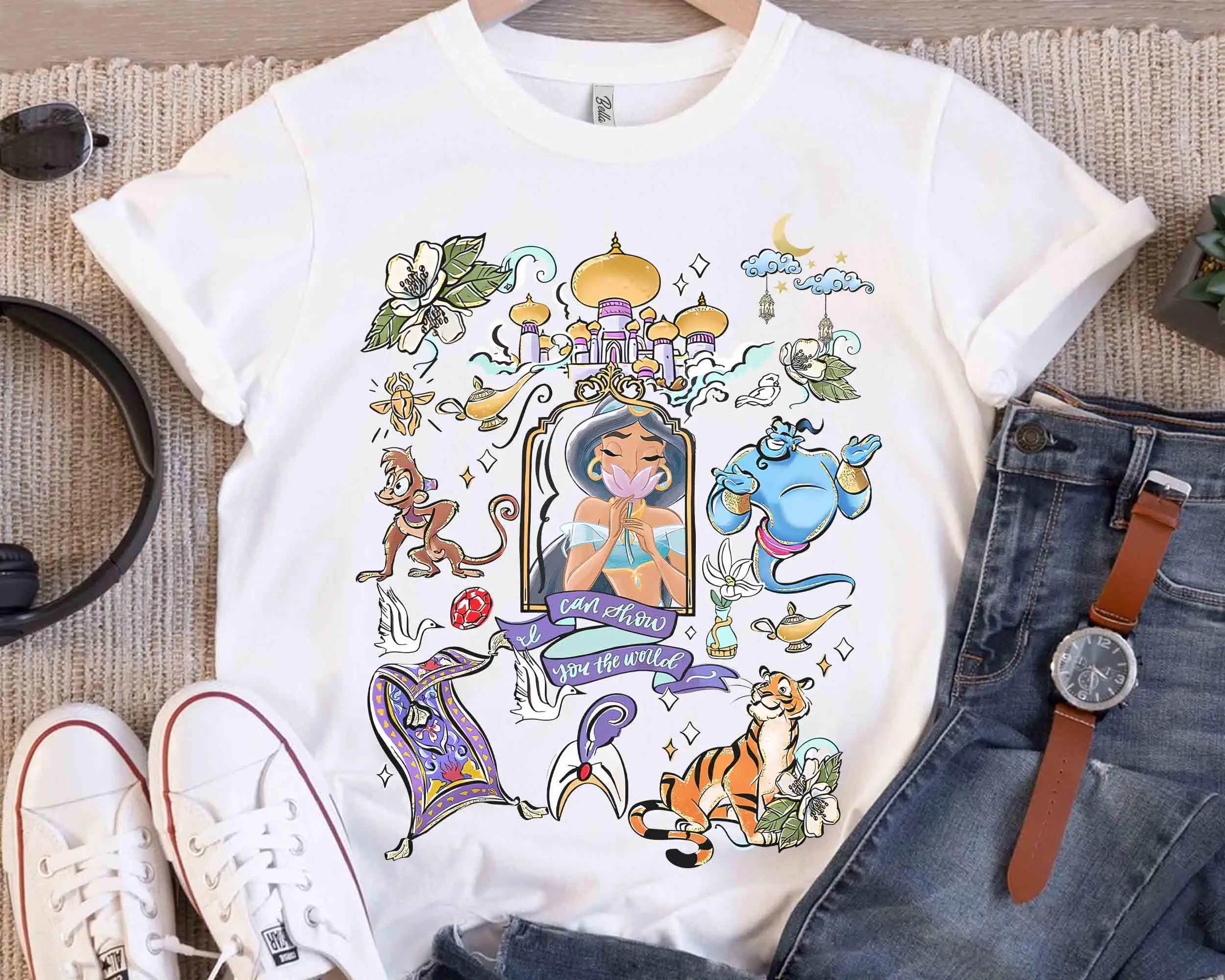 Comfort Colors ®   Koszulka Księżniczki Jasmine z Disneya, Koszulka Aladyna i Jasmine, Cały Nowy Świat, Koszulka Magic Kingdom