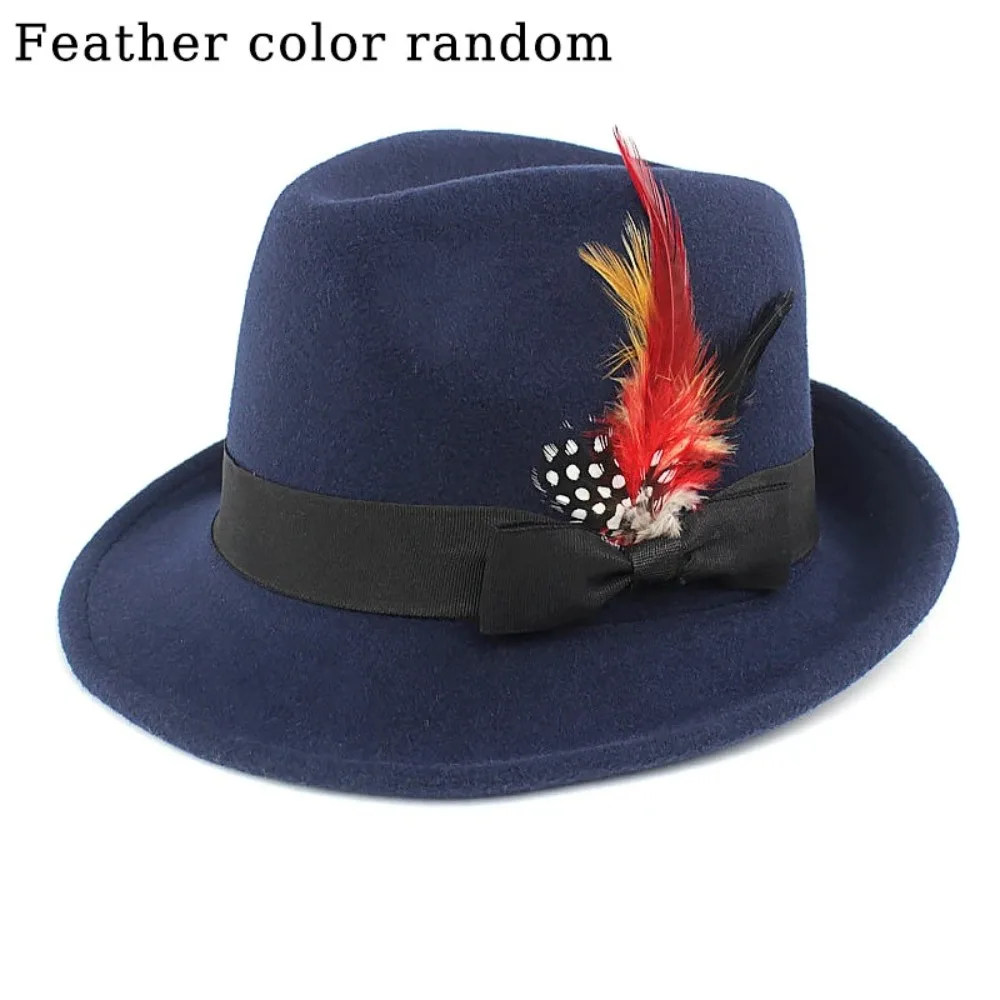 Imitation woolen Feather Decors Hat Solid Color Costume Cosplay Cap Oktoberfest Hat Wild Brim Party Decorate Sun Hat Outdoor