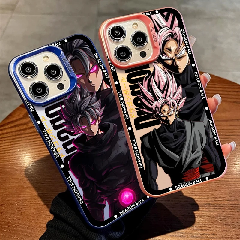 D-Dragon Ball Art Goku per Apple iPhone 15 14 13 12 11 XS XR X Pro Max Plus custodia per telefono con Cover in argento colorato