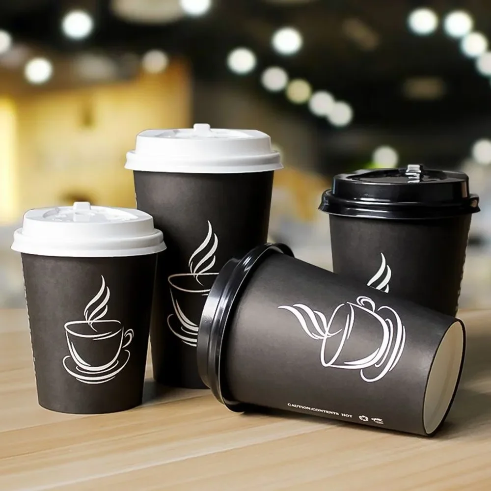 Disposable Thickened Paper Cups Heat Resistant Anti-scalding For Hot Beverages Like Coffee Tea Lid Wholesale Free Shipping