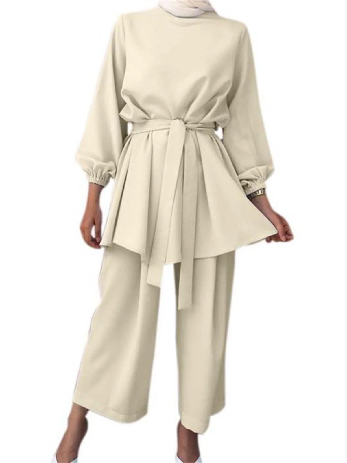 

Винтажный топ с длинным свеком и укороченный брючный костюм, комплект брюк с девятью очками в этническом стиле, модный женский ансамбль из хлопкового материала