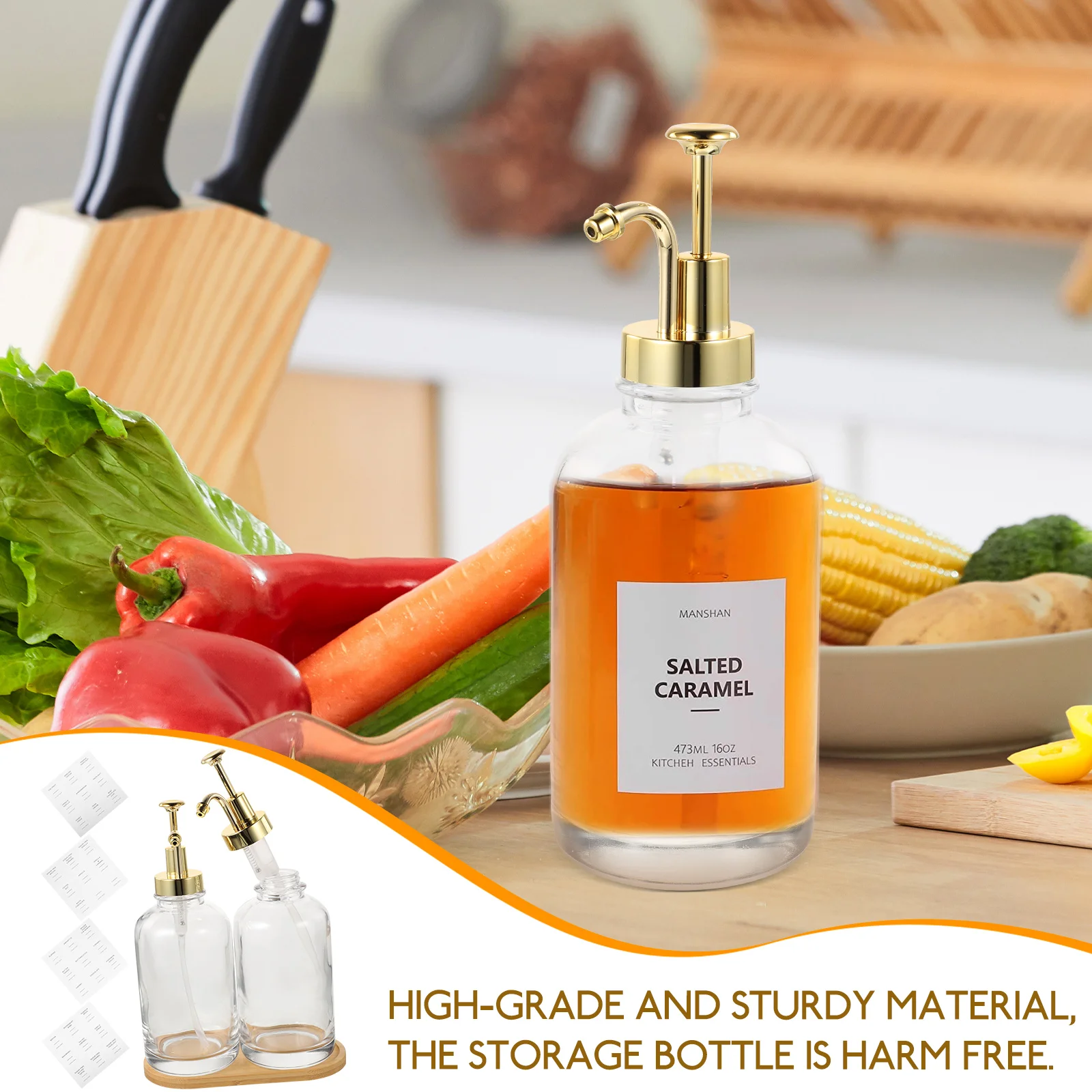 

Decorative Syrup Storage Bottle Pump for Simple Dispenser All Types of Syrups Press Bottles Coffee