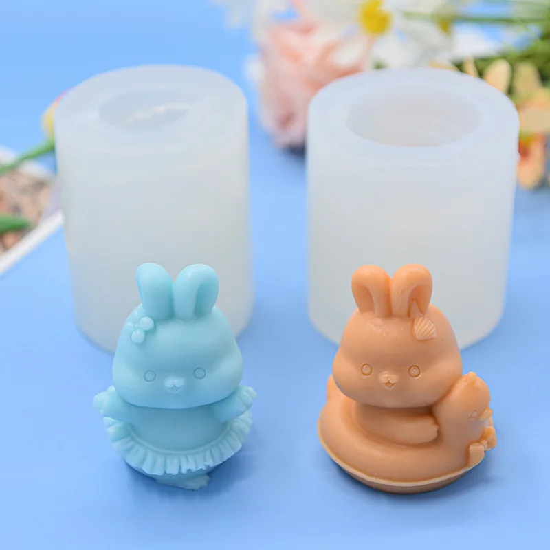 New Cute Rabbit Scented Candle Silicone Baking Mousse Cake Diffuser Plaster Ornament Mold