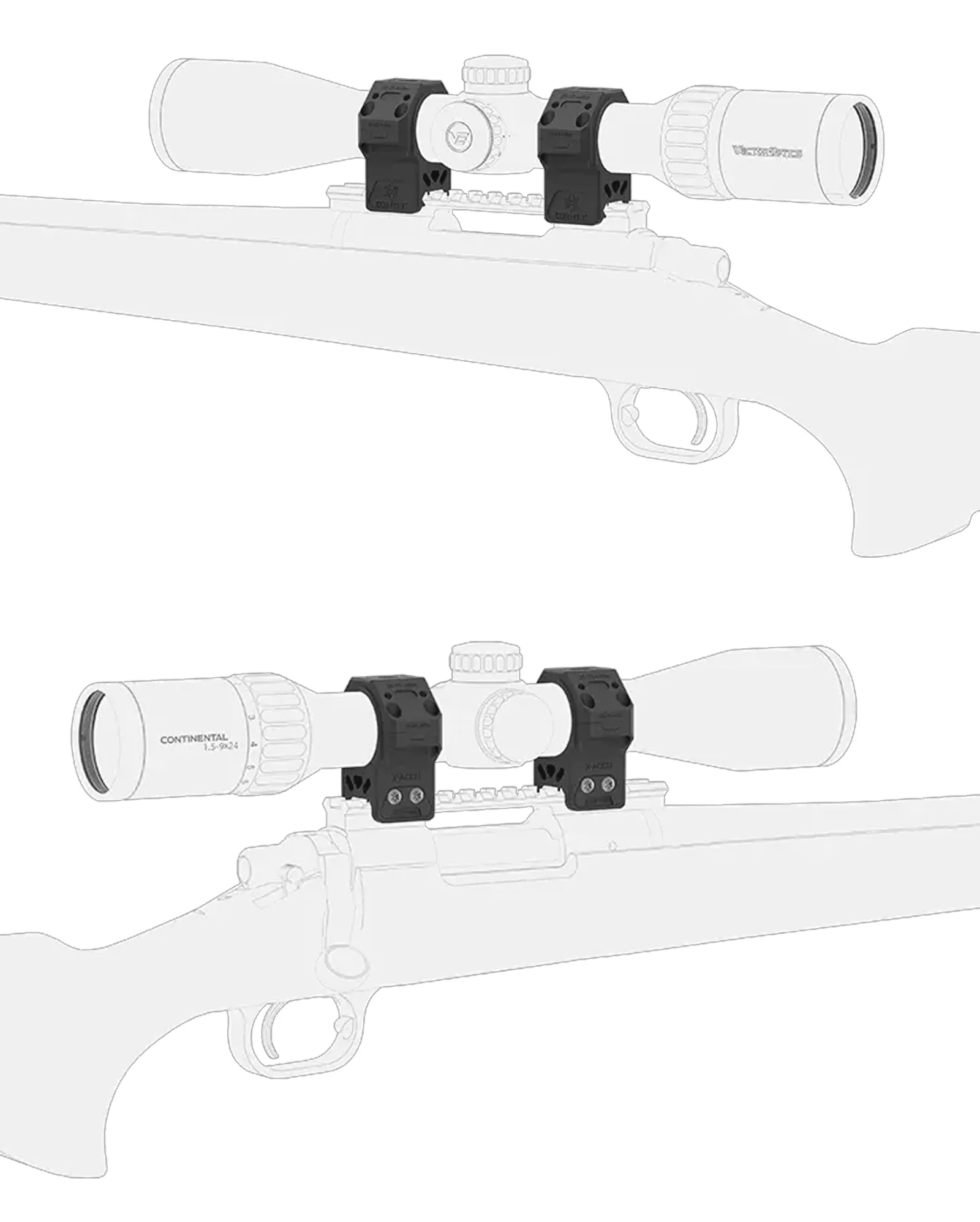 Vector 30mm Zielfernrohrringe Picatinny-Halterung X-Mod Modular 7075-T6 Aluminium 0,95" 1,1" 1,25" Hohe Zielfernrohrringe – Detail 7