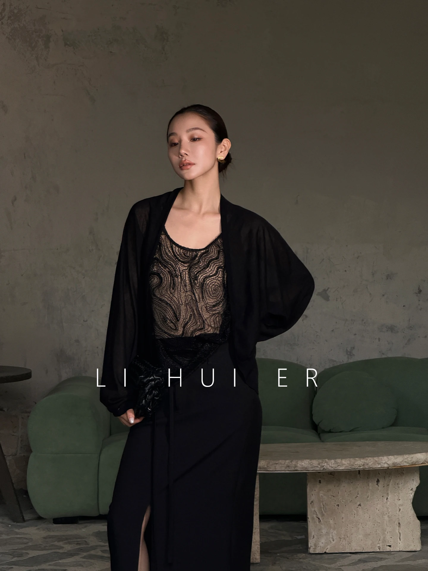 

Черный кружевной топ без рукавов для женщин, нижнее белье Li Hui Er Design Sensation City Evening Mist, верхняя одежда, майка, дышащая, из полиэстера