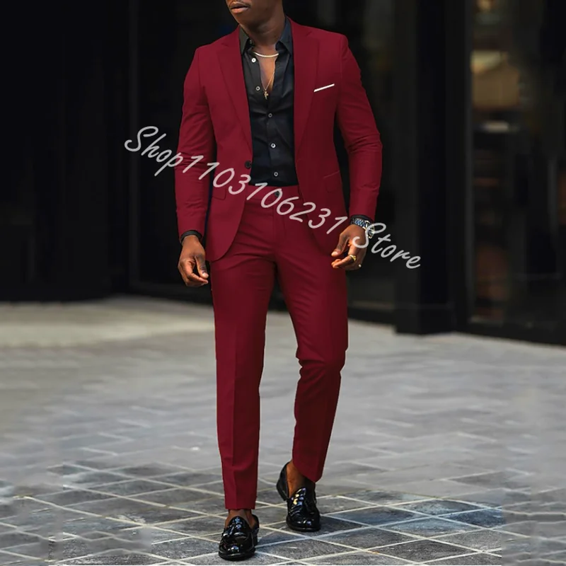 New Costume Slim Fit Men Suits Slim Fit Business Groom Tuxedos For Formal Wedding Suits Jacket Pants 2 Piece Terno Masculino