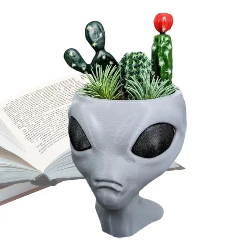 Resin Gardening Pots Weatherproof Novelty Planter With Vivid Alien Face Design Gardening Accessories For Garden Entrance Hall