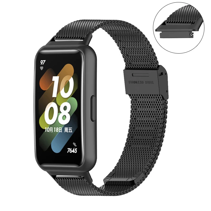 Mesh Watch Strap For Huawei Band 7 Flexible Stainless Steel Wristband Bracelet Loop For Huawei Band 7 Replacement