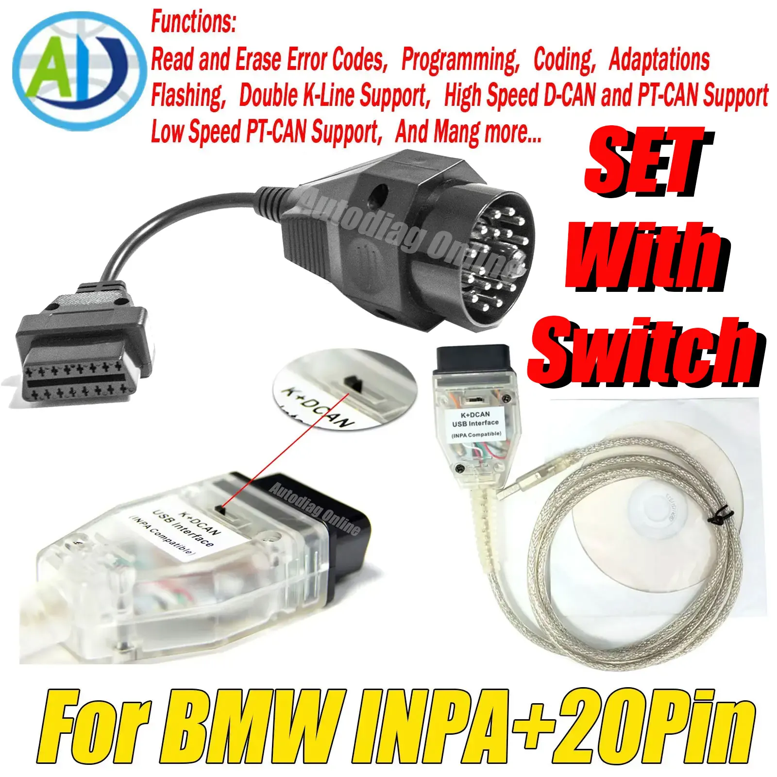 

OBD2 Diagnostic Tool for BMW E39 E38 E53 X5 Z3 E36 E46 with ATMEGA162 FT232RL Chip K+DCAN Diagnostic Tool Code Reader For INPA