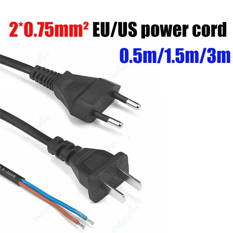 EU European US CN AC Power Extension Cable 220V Pigtail Electronic Wire Euro Plug Power Supply Cord For Socket Lamp Bulb Project