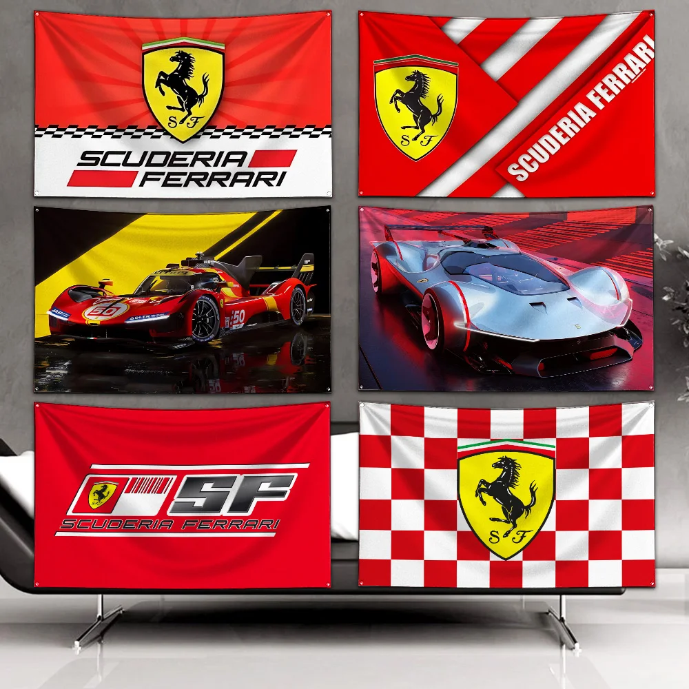 3x5 Ft Racing Logo Flag Polyester Digital Printing Banner for Garage Wall Art Out Door Decoration F-f-ferraris-Grommets