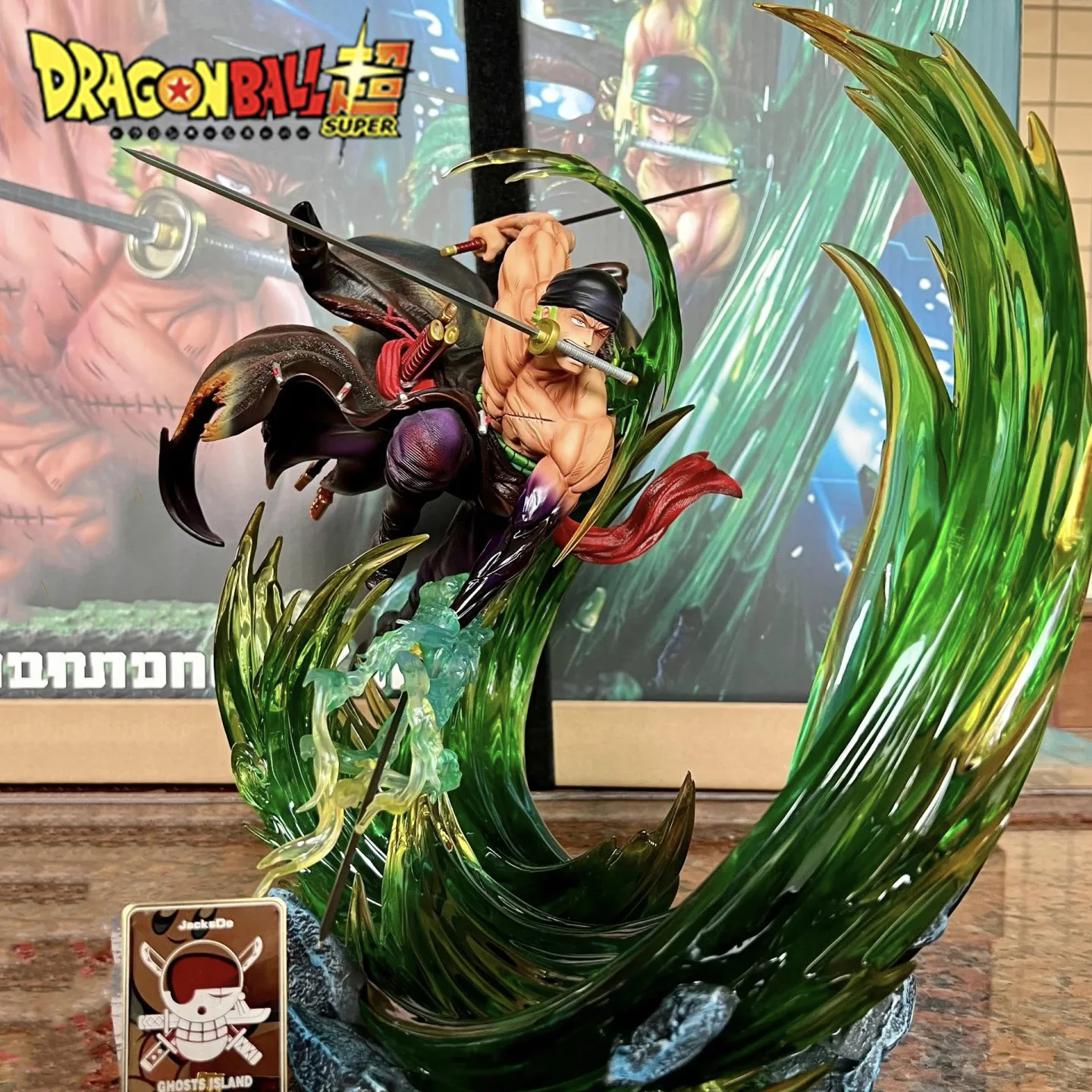 

24cm One Piece Figure Roronoa Zoro Anime Figures Gk Luminous Pvc Statue Model Cool Room Decoration Toy Gift Children