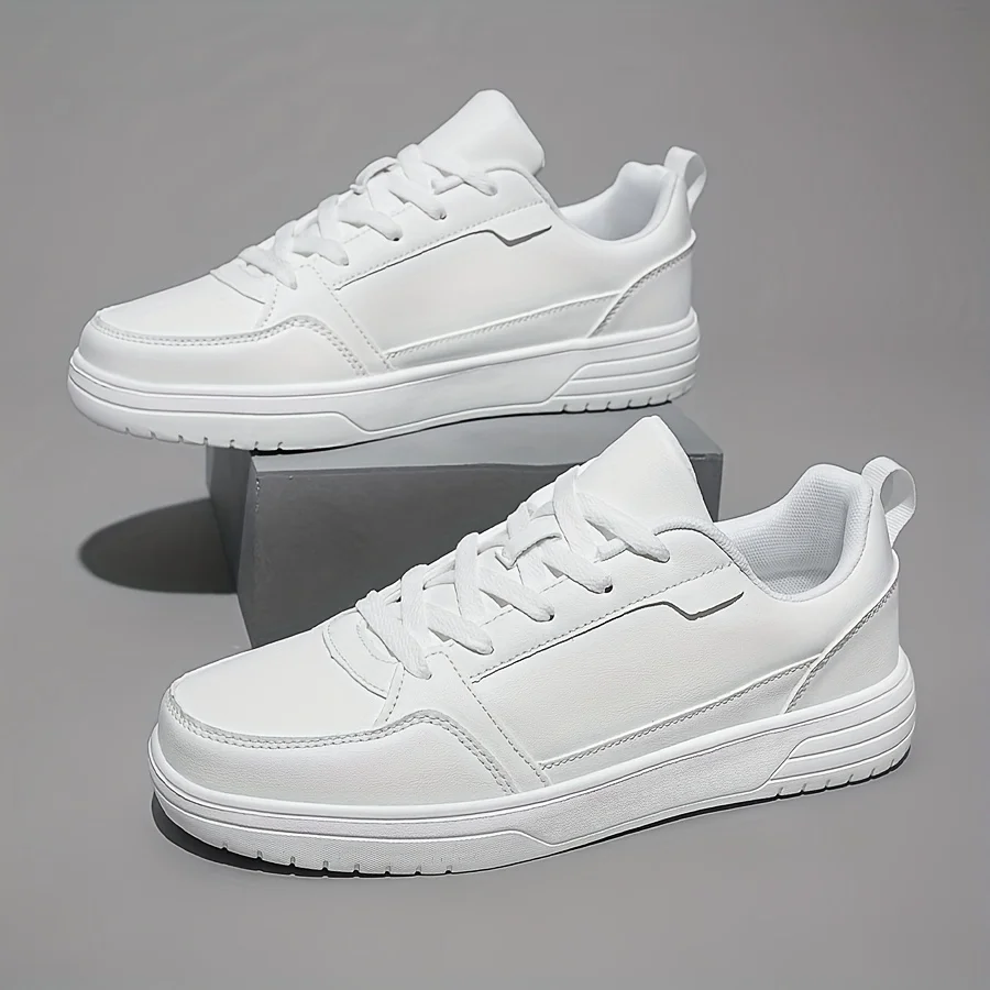 Summer Fashion Leather Men White Sneakers Breathable Comfort Classic Casual Shoes Women Outdoor Walking Shoes Couple Footwear