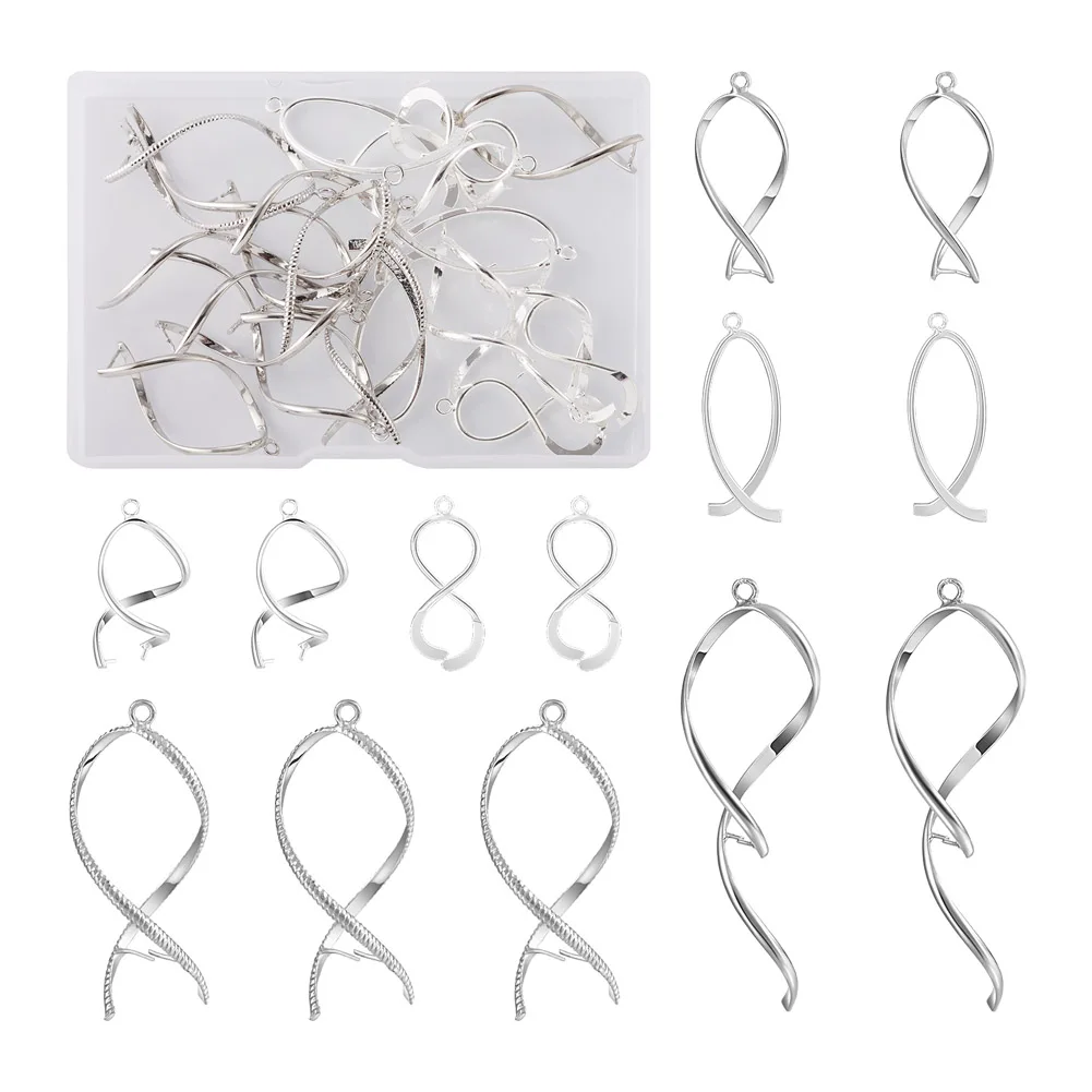 24pcs Brass Ice Pick Pinch Bails Mix Size Twist Pendants Clips Clasps Spiral Charms Hook DIY Jewelry Making Findings Accessories