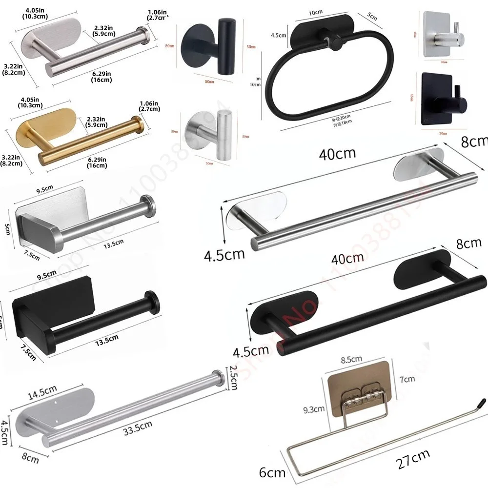 Portarrollos de papel colgante adhesivo, soporte de almacenamiento para baño, organizador de cocina, servilletero, soporte de pared de acero