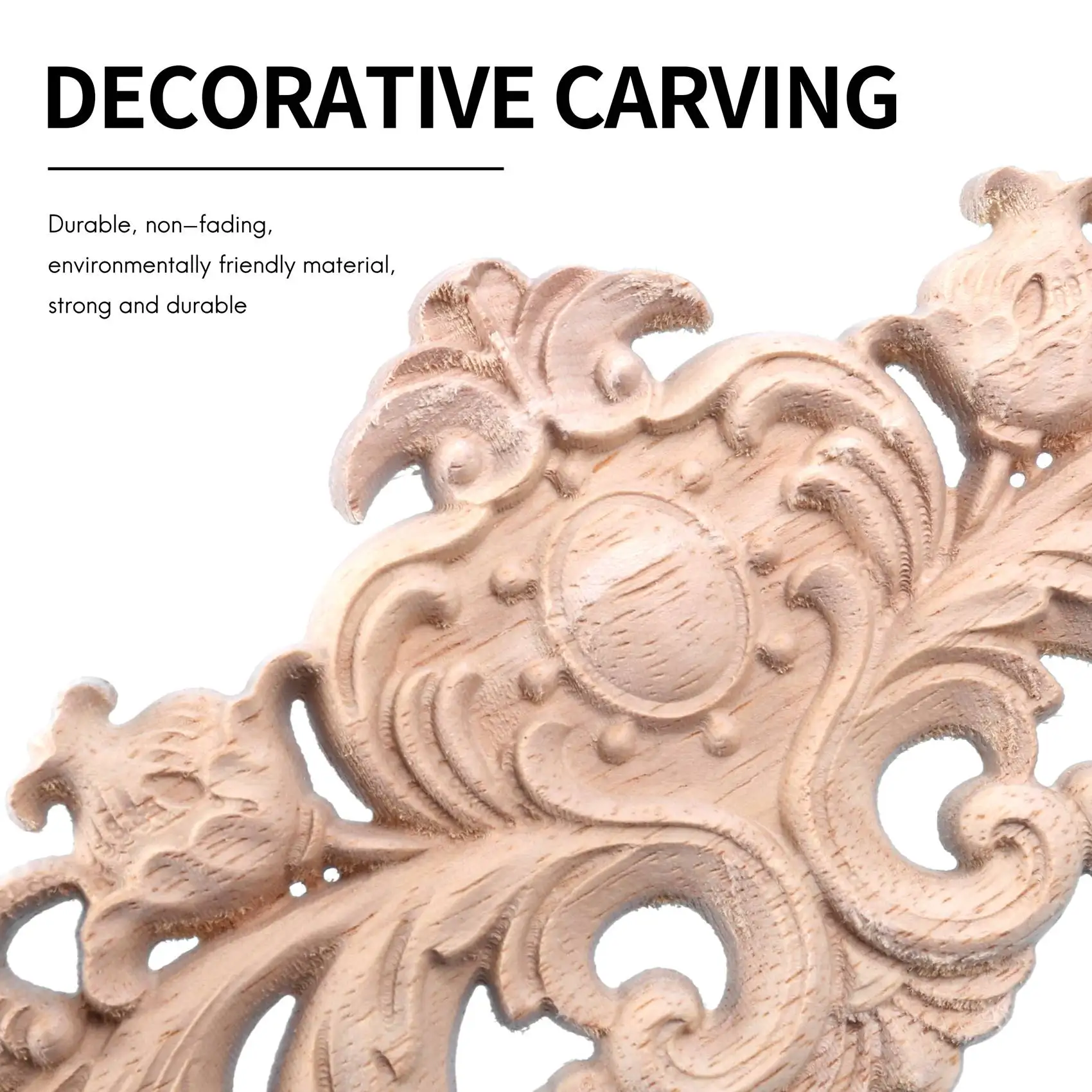 A56X Carving Natural Wood Appliques For Furniture Cabinet Unpainted Wooden Mouldings Decal Vintage Home Decor Decorative