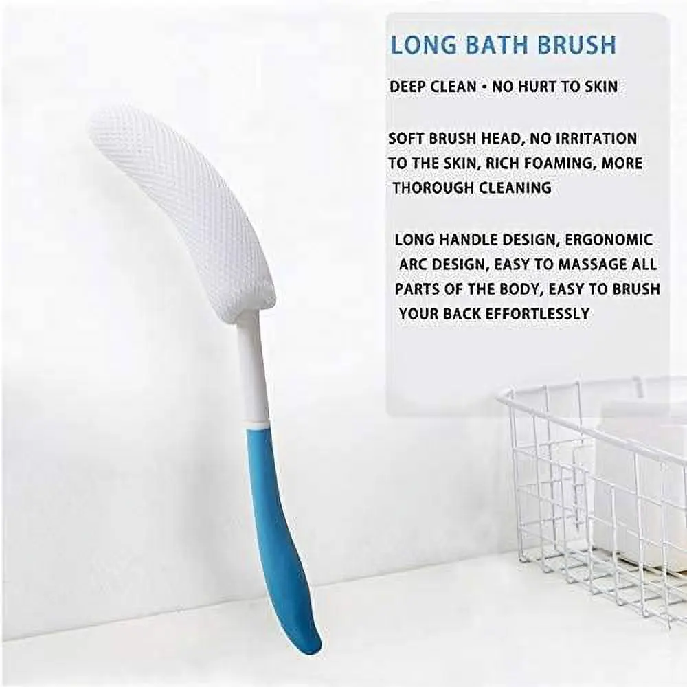 Non-Slip Bath Brush Bathroom Accessories For Seniors Anti-Slip Shower Brush Long Handle Body Brush Curved Handle Bath Brush