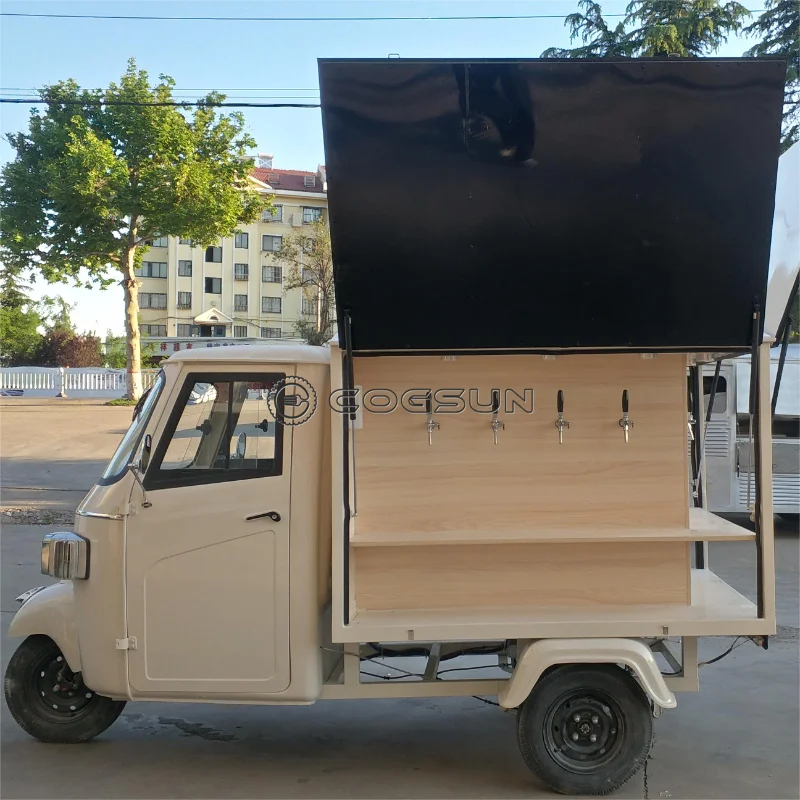 Custom Electric Food Tricycle Outdoor Mobile Food Truck Beer Bar Snack Piaggio Ape Truck Kitchen Catering Van for Sale