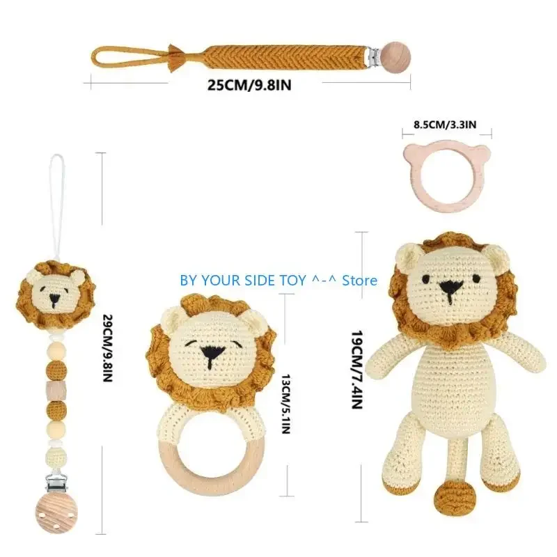 الطفل هوة كليب الكروشيه الأسد دمية مضغ التسنين سوار مهديء سلسلة صبي فتاة عضاضة دش الرضع هدية U6XE #6