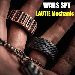 LAUTIE NEW Fidget Ring Mechanic N H Ratchet Paragraph Spinner Metal Adult Autism Toys Anxiety Office Desk Finger EDC
