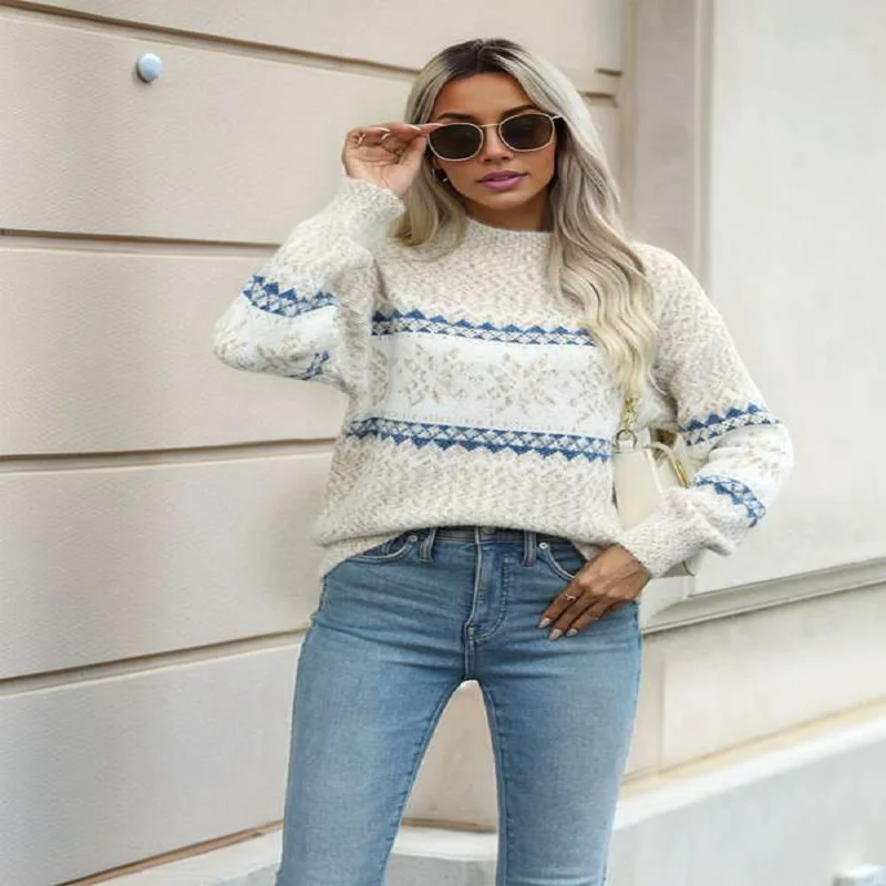 2025 Women's Christmas Knit Sweater Autumn Winter Fashion Knitwear Long Sleeves Slim Fit Woman Clothes Female Pullover Tops