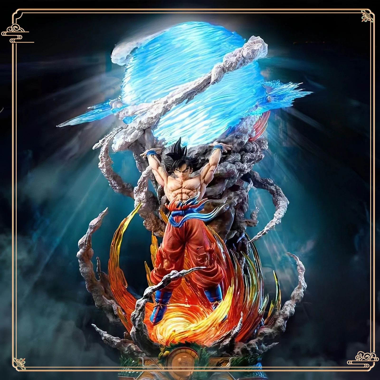Hot Dragon Ball GK Hunter Series QG Super Vitality Wukong 29cm Model Kaka Shaped Rote Luminous Handheld Ornament Model view 2