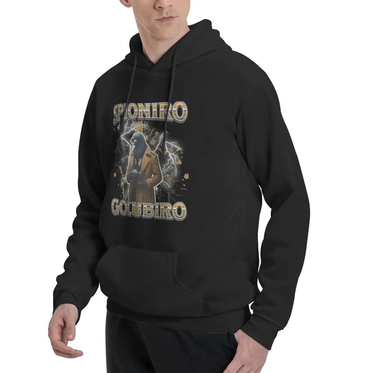 Funny Hoodies Thin Fleece Sweatshirt Men's Spioniro Golubiro Italian Brainrot Meme Hooded Sweatshirt Latest Hoodie Shirt