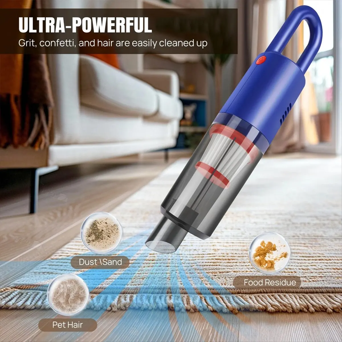 Top Sale Wireless Portable Car & Home Vacuum Cleaner, 6200Pa Strong Suction, 50W High Power, Dual Lithium Batteries