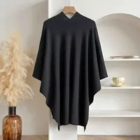 Women Poncho Winter Warm Solid Color Shawl Double Sided Designer Blanket Luxury Scarf Female Cloak Cashmere Pashmina Cape Stole - Image 2