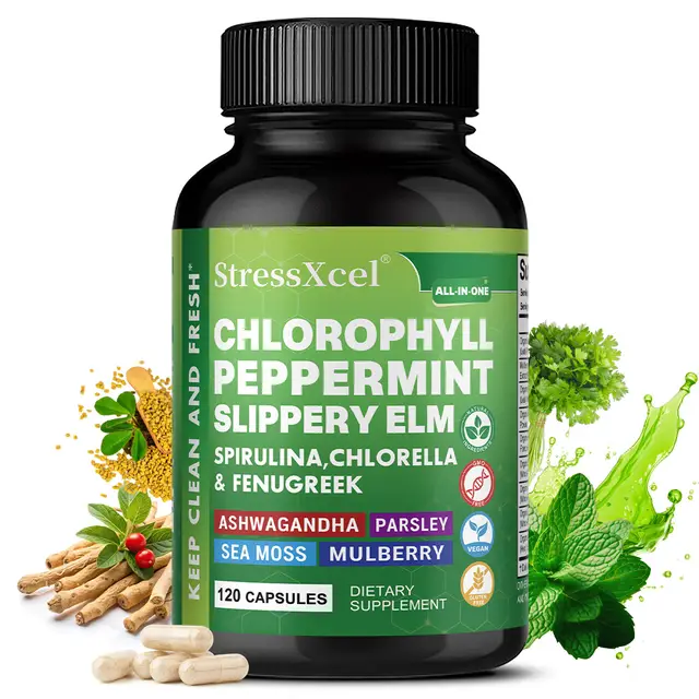 Chlorophyll Capsules with Peppermint - Supports Internal Cleanse, Gut