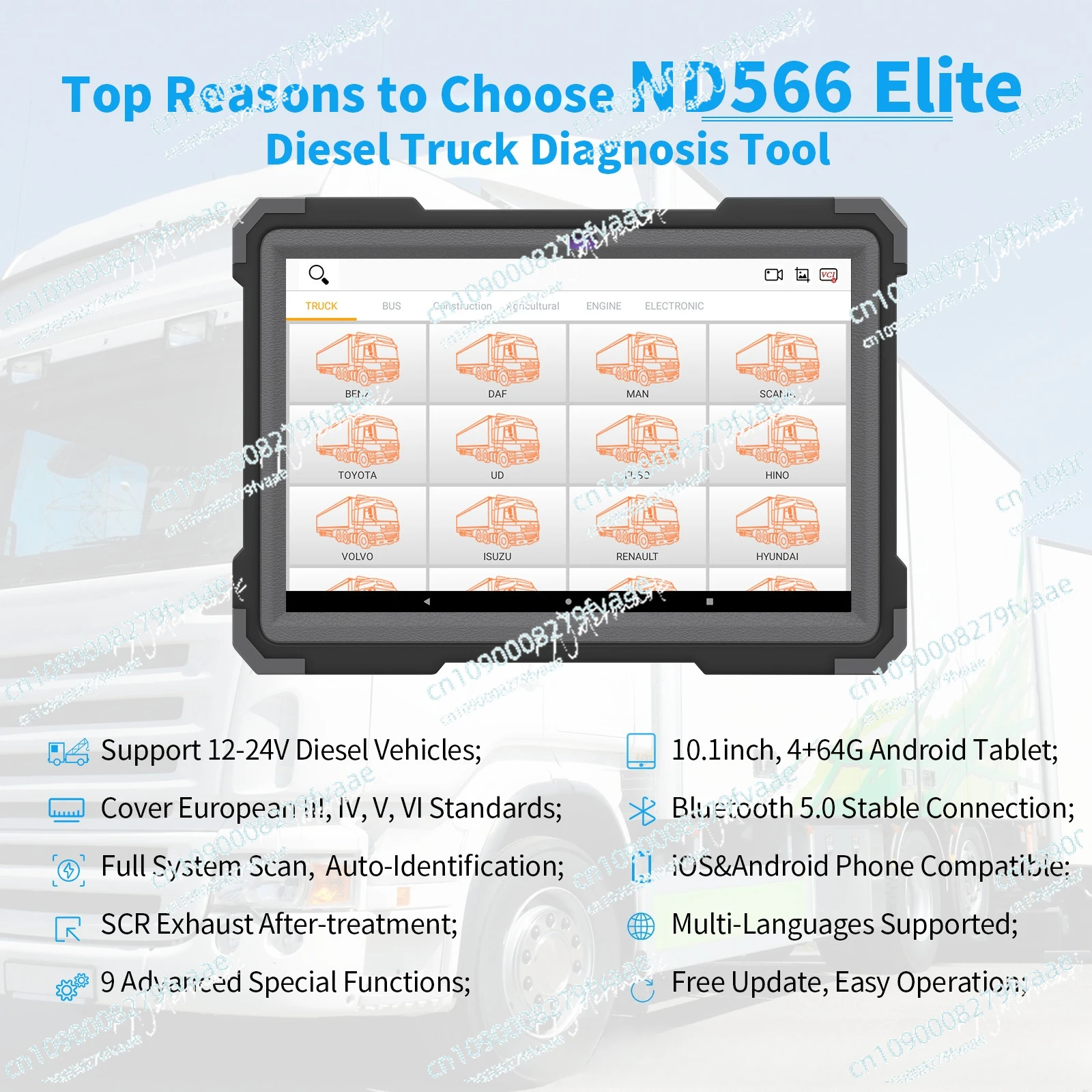 ND566 versão de computador X431 veículo diesel comercial instrumento de diagnóstico abrangente sistema de atualização gratuito