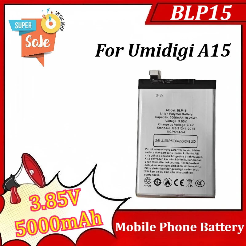 

New BLP15 3.85V 5000mAh Mobile Phone Battery For Umidigi A15 Replacement Battery