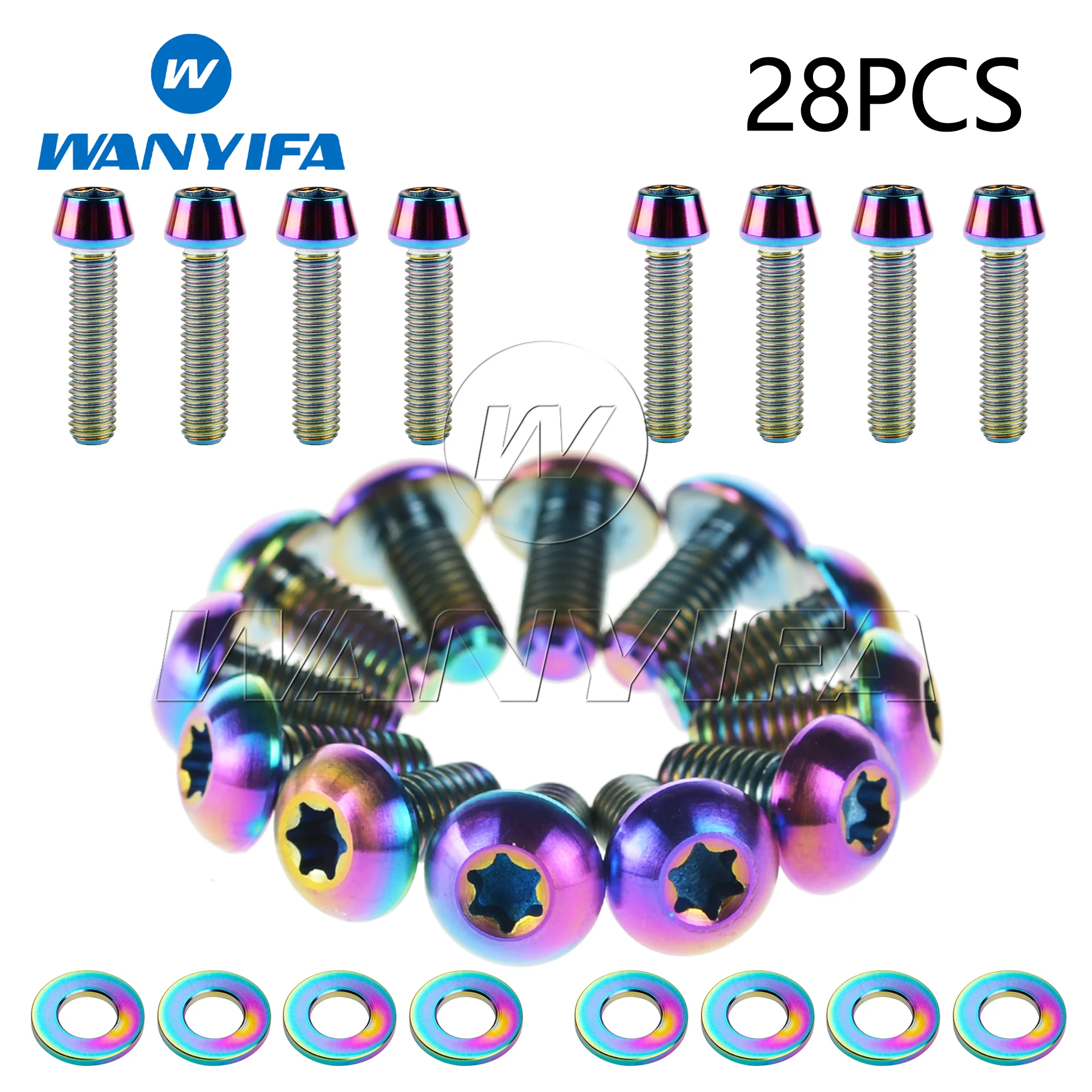 Wanyifa 12pcs Bolt M5x10mm Tapered Head +8 Pcs M6x20mm Bolt +8 Pcs Washer for Mountain Bike Disc Brake Upgrade Kit