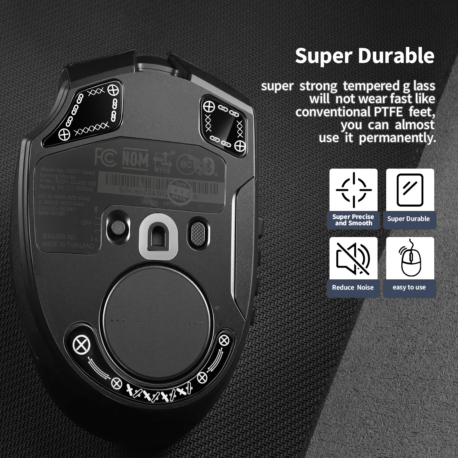 Mouse Glide Glasses Skates For Razer Naga V2 Pro Superlight Wireless Gaming 2.5D Curved Edge Mouse Anti Slip Feet Accessories - Image 3