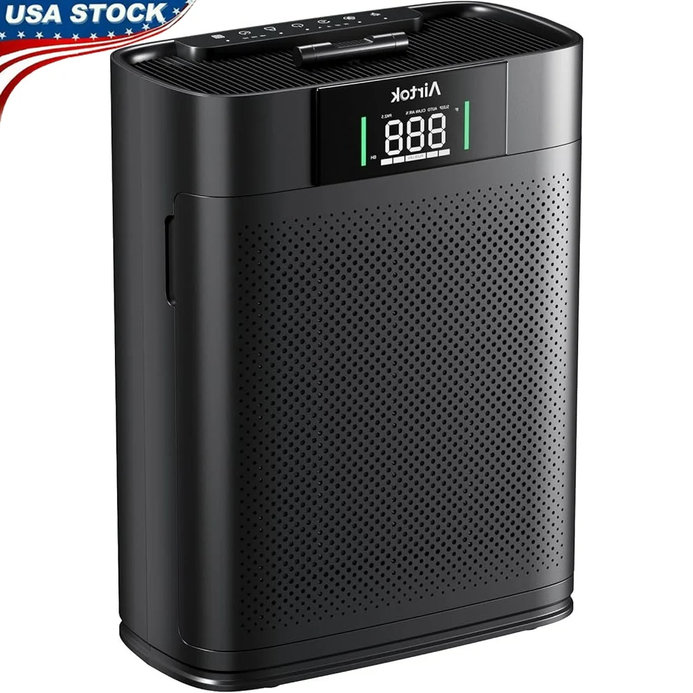 

Очистители воздуха для больших помещений весом 1300 футов с монитором качества воздуха PM2,5 HEPA-фильтрация Ароматерапия Замок от детей Безопасный аллергия