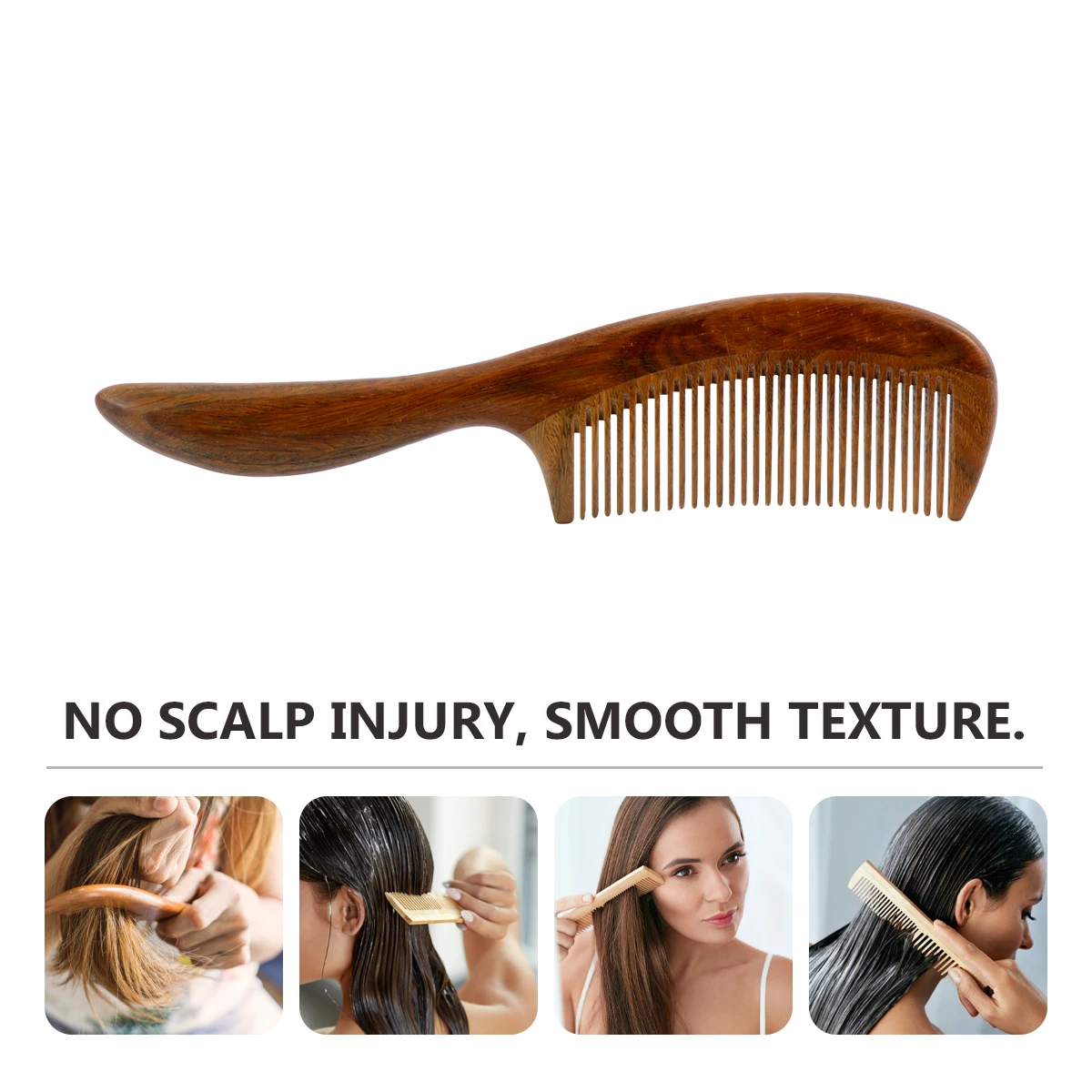 

Anti Static Hair Comb 20cm Long Handle Pointed Tail Smooth Texture Fine Teeth Wooden Massage Comb For Professional Family Use